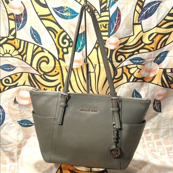 Michael Kors Handbags - Michael Kors Charlotte Large Saffiano Leather Top-Zip Tote Bag.